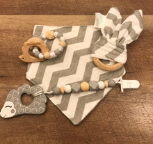Load image into Gallery viewer, Grey Chevron Premium Teether Gift Set