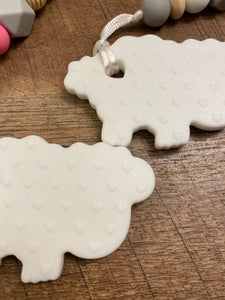 Spring Time Bunny and Lamb Teether Toy Clips